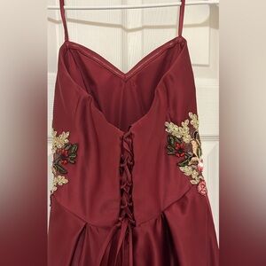 Dark maroon sweetheart neckline corset ball gown/ prom dress with sequence.